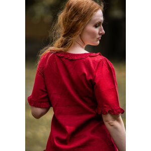 Kurzarm-Rüschenbluse Bordeaux "Bea"