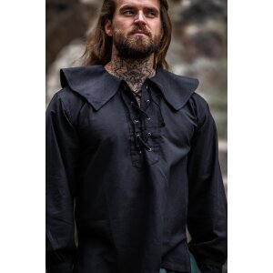 Rundkragenhemd Schwarz "Athos"