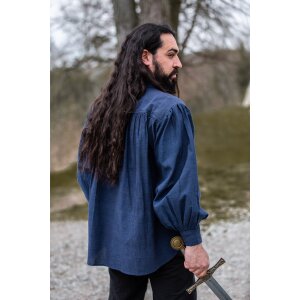 Mittelalterhemd aus grober Baumwolle Blau "Leopold"