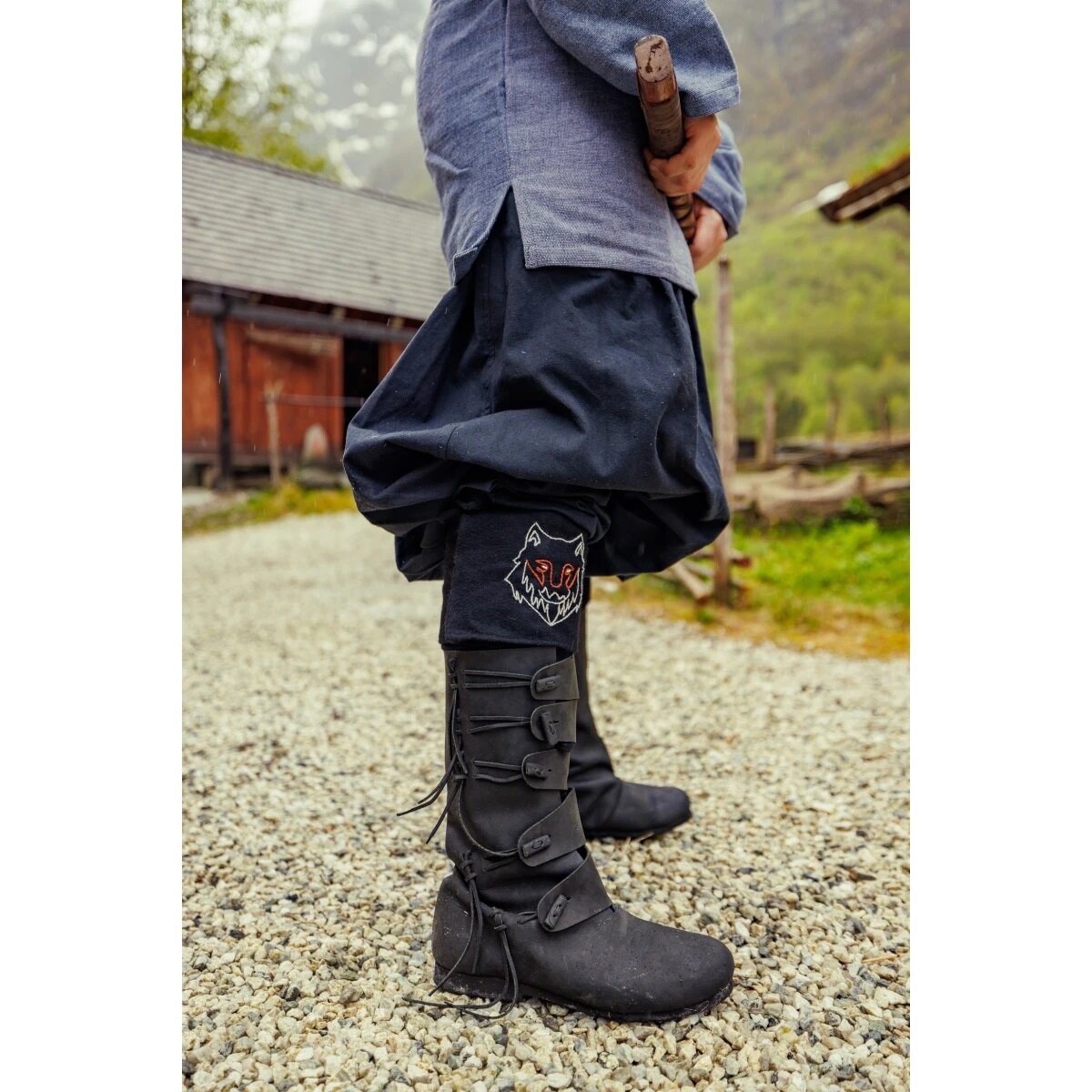 Viking leg Wrap Wool Black "Fenrir"