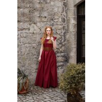 Bodenlanges Kleid mit Schulterrüsche Rot "Clara"