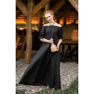 Bodenlanges Kurzarmkleid Schwarz "Melisande"