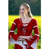Kleid mit Trompetenärmeln Rot/Natur "Larissa"