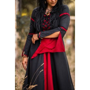 Dress with trumpet sleeves Black/Red "Larissa"