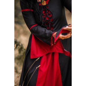 Kleid mit Trompetenärmeln Schwarz/Rot "Larissa"