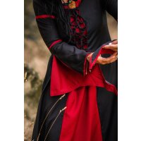 Kleid mit Trompetenärmeln Schwarz/Rot "Larissa"