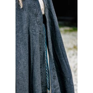 Wool cape with embroidery Grey "Alma"