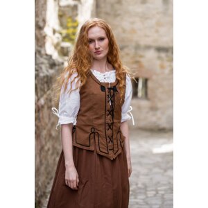 Bodice vest with embroidery tobacco brown "Selma"