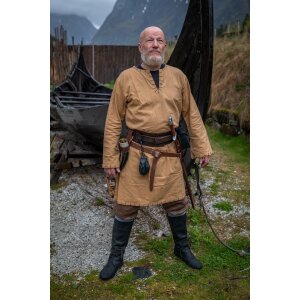 Viking tunic with embroidery Honey brown "Erwin"