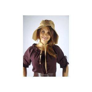 Medieval bonnet honey brown &quot;Claire&quot;