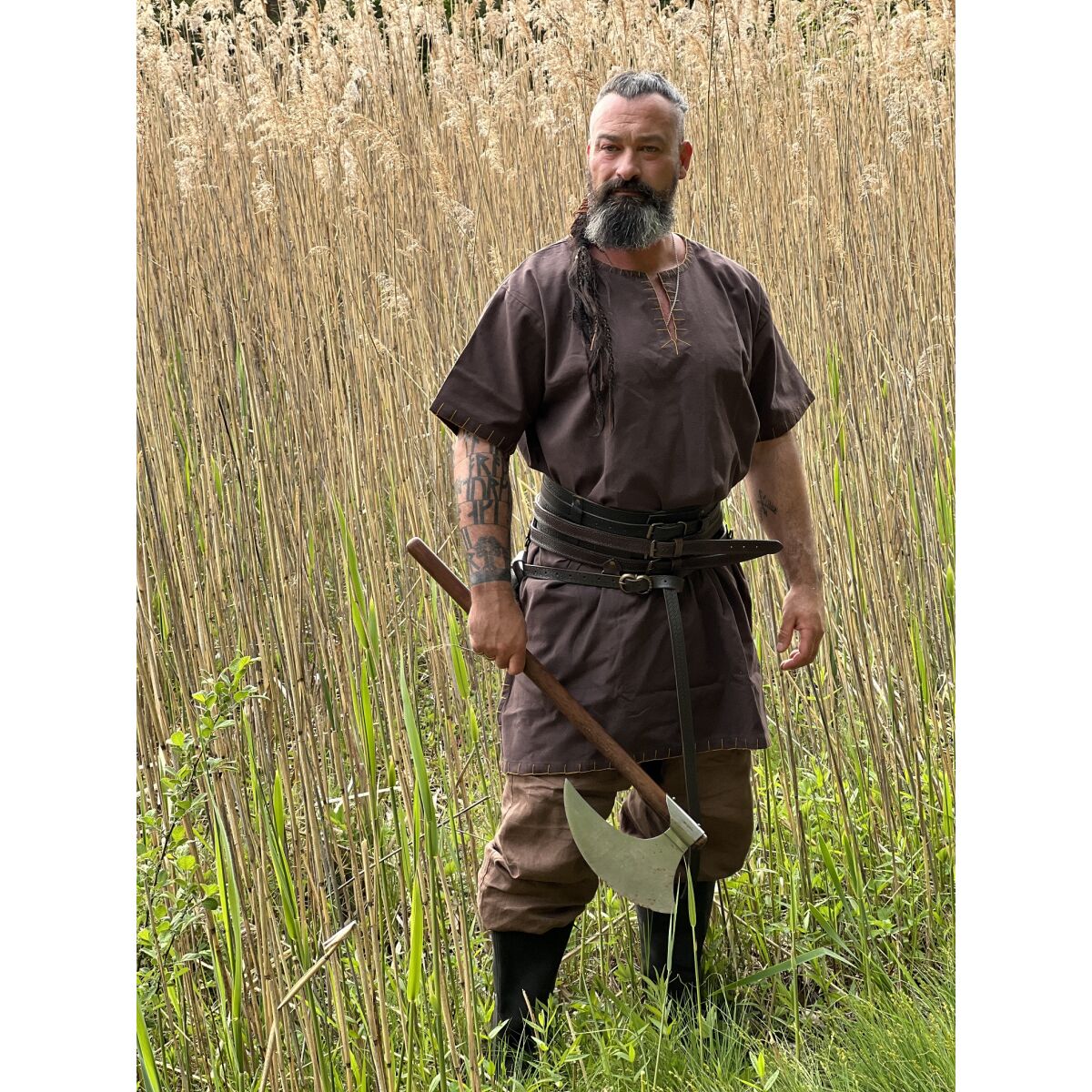 Wikinger Tunika kurzarm Dunkelbraun "Theobald" M