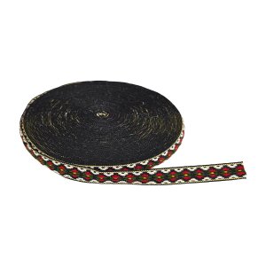 Border ribbon black-red wool 100 cm