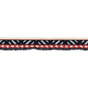 Bortenband blau-rot Wolle 100 cm