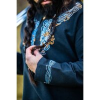 Wikinger Tunkia schwarz "Snorri" mit Handstickerei im Urnes-Stil