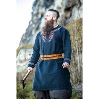 Wikinger Tunika schwarz-rot "Snorri" mit Handstickerei im Urnes-Stil