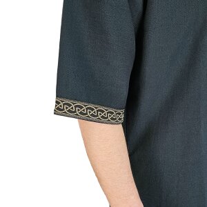 Klassische Wikinger Tunika blau "Arvid" mit Knotenmuster, kurzarm