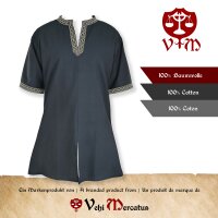 Klassische Wikinger Tunika blau "Arvid" mit Knotenmuster, kurzarm