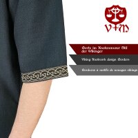 Klassische Wikinger Tunika blau "Arvid" mit Knotenmuster, kurzarm