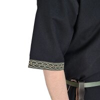 Klassische Wikinger Tunika schwarz "Arvid" mit Knotenmuster, kurzarm