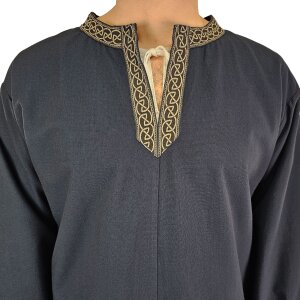 Klassische Wikinger Tunika blau mit Knotenmuster "Hakon", langarm