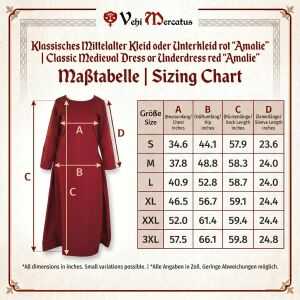 Klassisches Mittelalter Kleid oder Unterkleid rot "Amalie"