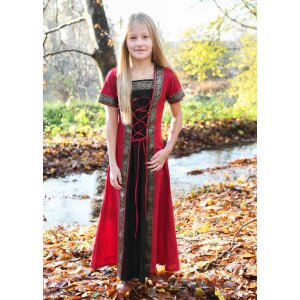 Kinder Fantasy-Mittelalterkleid rot-schwarz "Eleanor"