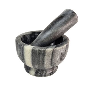 Handmade soapstone mortar with pestle gray