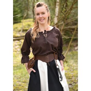 Medieval blouse with 3/4 sleeves, brown...
