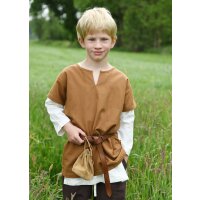 Kinder Mittelalter-Tunika, kurzarm, beigebraun „Linus“