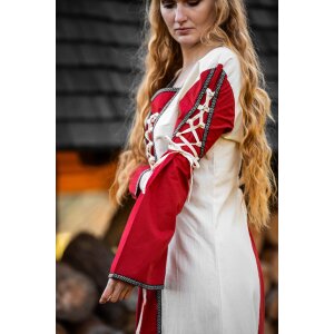 Mittelalter Kleid Natur/Rot „Amalia“