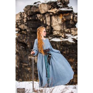 Wikinger Kleid 100% Leinen Taubenblau "Anna"