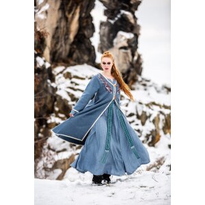 Wikinger Kleid 100% Leinen Taubenblau "Anna"