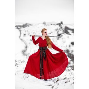 Wikinger Kleid 100% Leinen Rot "Anna"