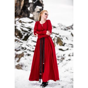 Wikinger Kleid 100% Leinen Rot "Anna"