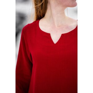 Wikinger Kleid 100% Leinen Rot "Anna"