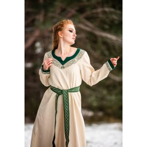 Wikinger Kleid Natur/Grün "Lagertha"