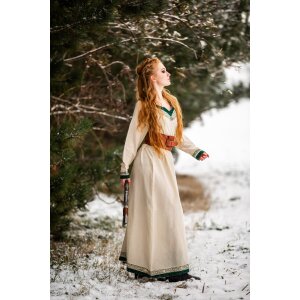 Wikinger Kleid Natur/Grün "Lagertha"