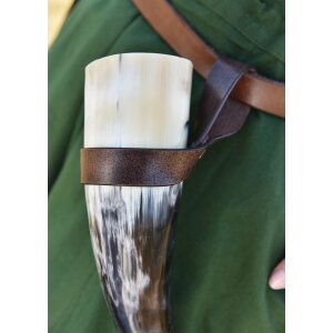 Simple belt holder for drinking horn made of leather,...