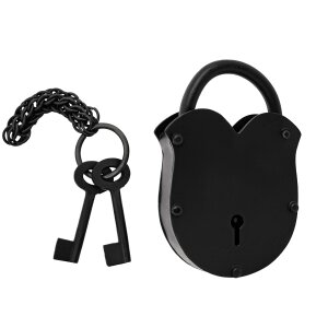Rugged Medieval Iron Padlock with Chainmail Keychain and...