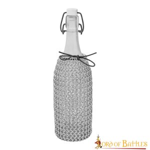 Chainmail Bottle Bag with Leather Cord Drawstring...