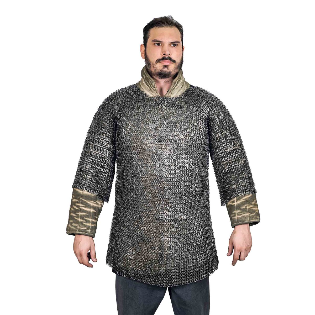 Flat Ring Chainmail Medieval Half Sleeves Shirt...