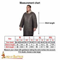 Flachring Kettenhemd Halbarmhemd Haubergeon mit Keilnieten, ID 9 mm, blank