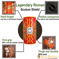 Antike Römischer Scutum Schild mit Stahl Umbo