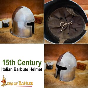 Italienischer Barbute-Helm aus Dem 15. Jahrhundert Historisch Inspiriert 16 Gauge (1,6 mm)