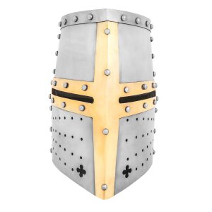 Crusader Knight Pot Helm Battle Ready with Brass Cross 16...