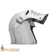 Schwarzer Ritter Korbhelm mit Abnehmbarem Visier und Lederfutter