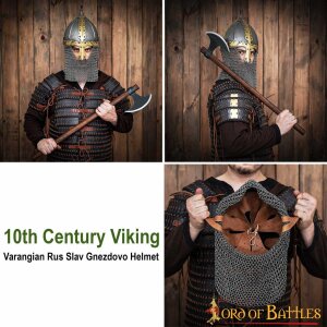 10. Jahrhundert Wikinger Varangian Rus Slav Gnezdovo Helm mit unvernieteter Kettenbrünne 16 Gauge (1,6 mm)