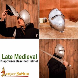 mittelalterlicher Bascinet Helm Beckenhaube mit Visier und gepolstertem Innenfutter 16 Gauge (1,6 mm)