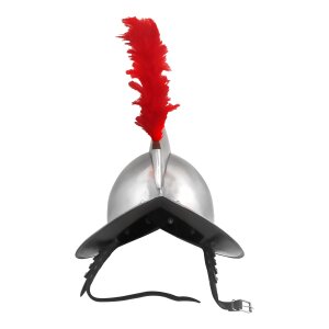 Spanischer Morion-Helm mit rotem Federschmuck und Futter...