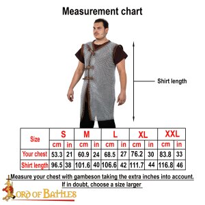 Kettenhemd Byrnie Rundringe mit Lederriemen und Ledereinfassung